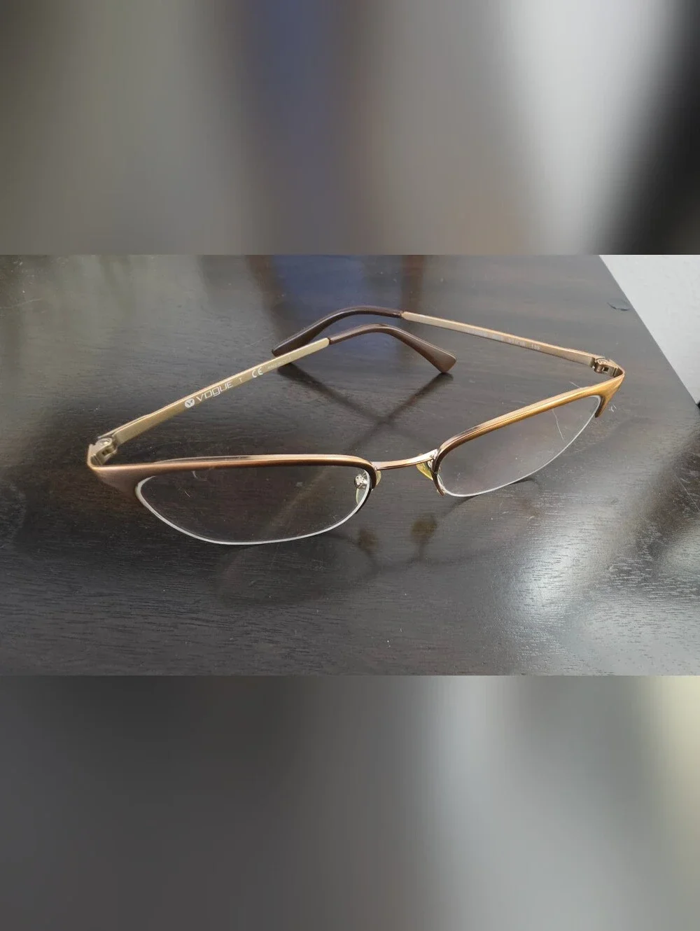 VOGUE Women's Semi-Rim Cat-Eye Eyeglasses in Rose Gold